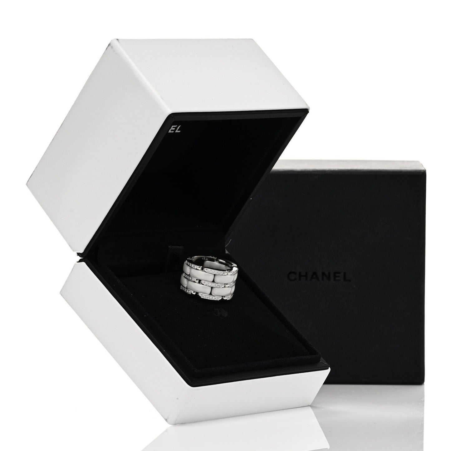 18k White Gold Diamond Ceramic Large Ultra Ring 50 5.5 White