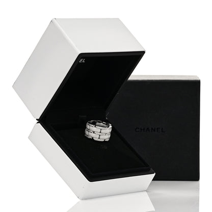 Chanel 18k White Gold Diamond Ceramic Large Ultra Ring 50 5.5 White 7 of 7