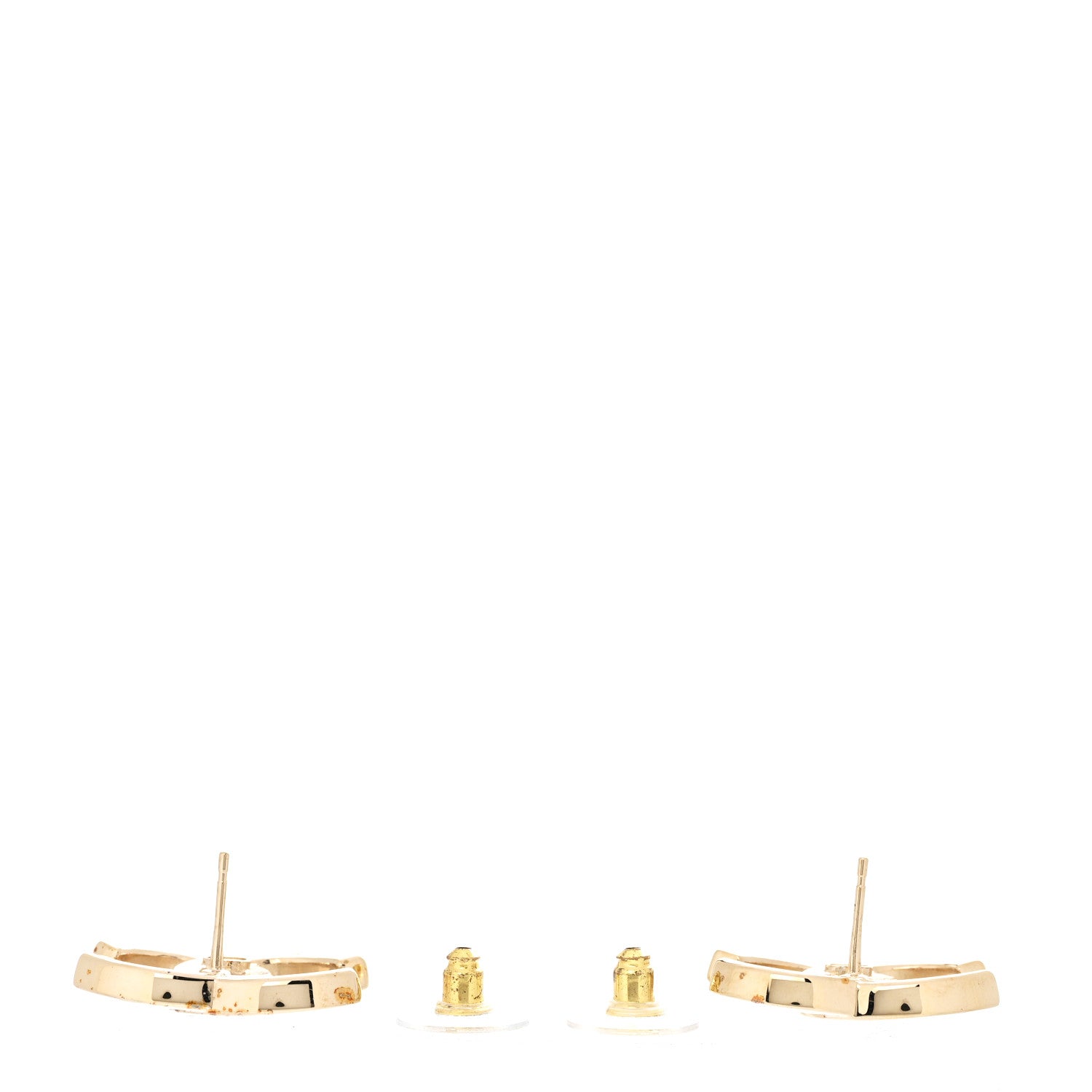 Chanel Crystal CC Large Stud Earrings Gold 3 of 5