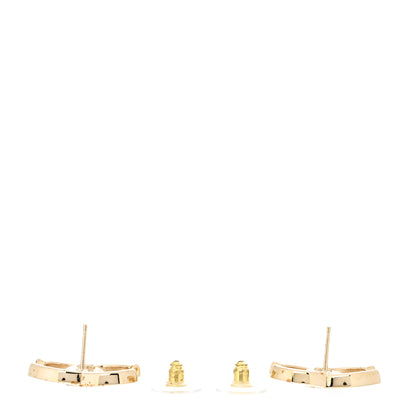 Chanel Crystal CC Large Stud Earrings Gold 3 of 5