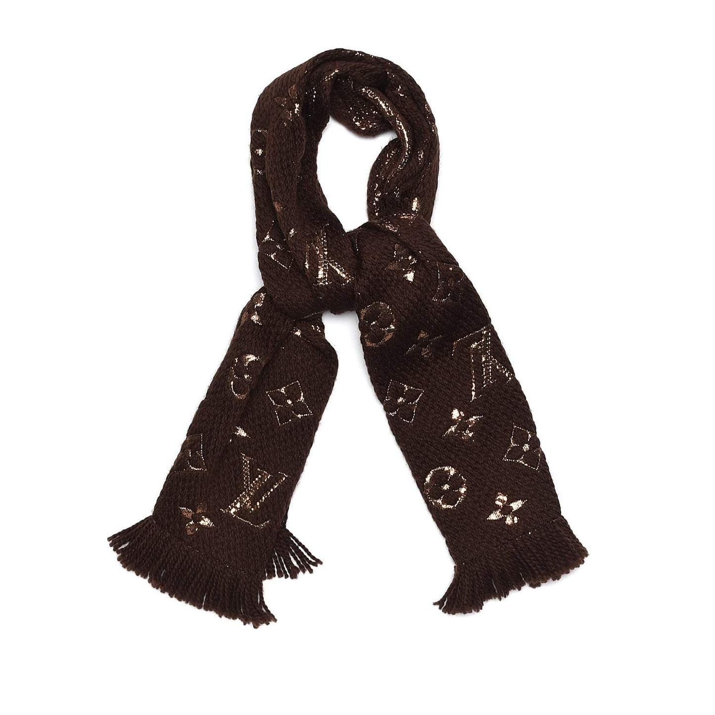 Wool Silk Logomania Shine Scarf Marron