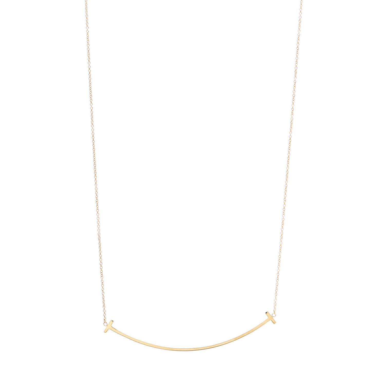 18K Yellow Gold Large T Smile Pendant Necklace