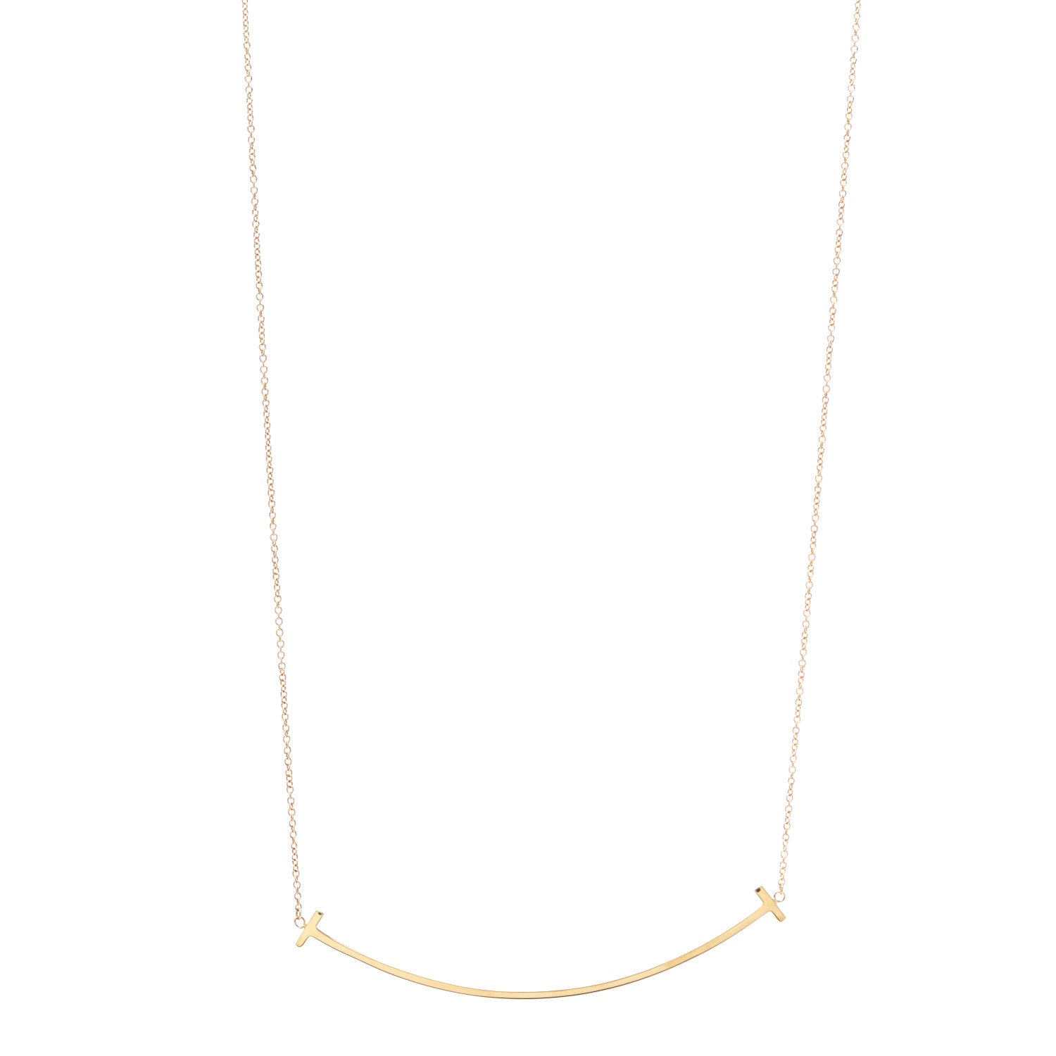 Tiffany 18K Yellow Gold Large T Smile Pendant Necklace 1 of 4
