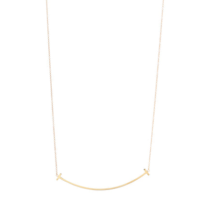 Tiffany 18K Yellow Gold Large T Smile Pendant Necklace 1 of 4
