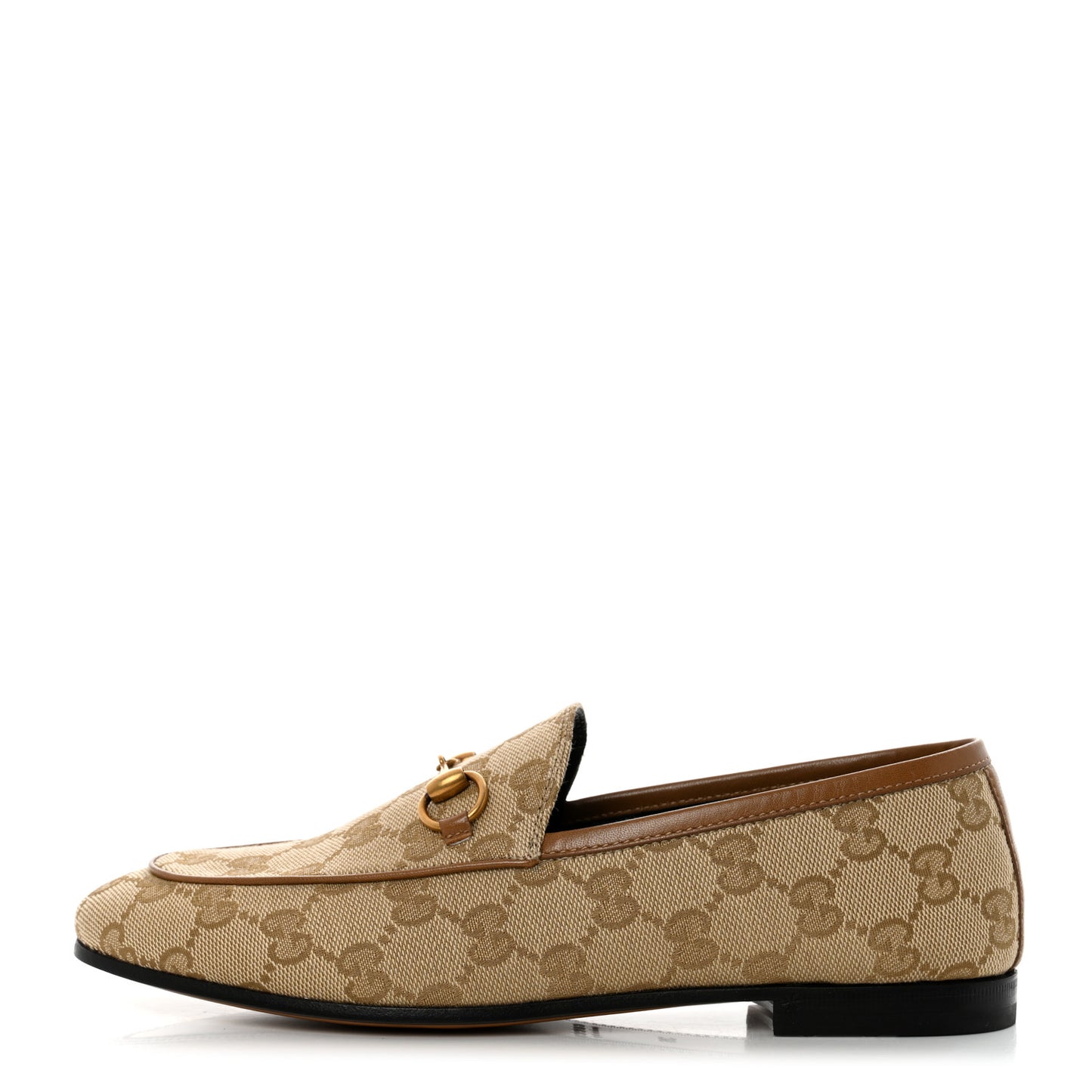 Canvas GG Monogram Horsebit Womens Jordaan Loafers 36 Beige Ruggine Rust