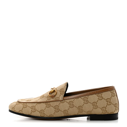 Gucci Canvas GG Monogram Horsebit Womens Jordaan Loafers 36 Beige Ruggine Rust 1 of 9