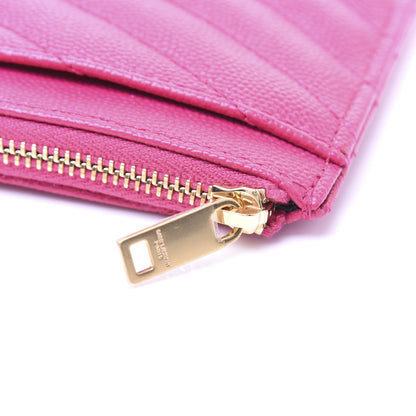 Saint Laurent Grain De Poudre Chevron Monogram Bill Pouch Bright Pink 12 of 13