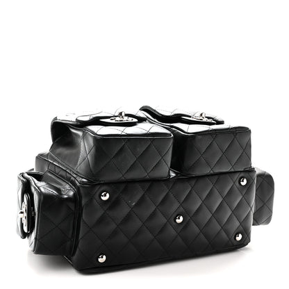 Chanel Calfskin Quilted Small Cambon Multipocket Reporter Black White 4 of 10