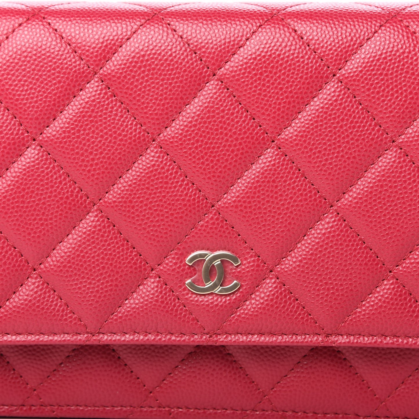 Caviar Quilted Wallet On Chain WOC Dark Pink