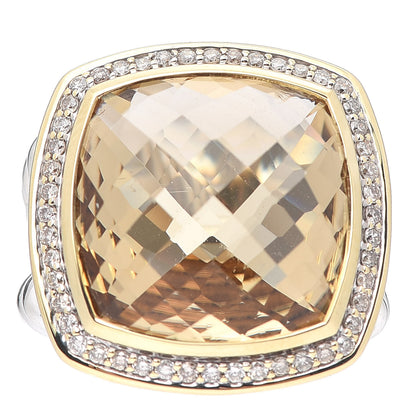 David Yurman Sterling Silver 18K Yellow Gold Diamond Champagne Citrine 17mm Albion Ring 52 6 1 of 5