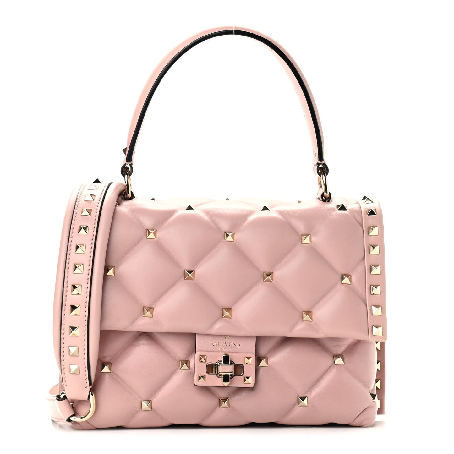 Nappa Medium Candystud Top Handle Bag Poudre