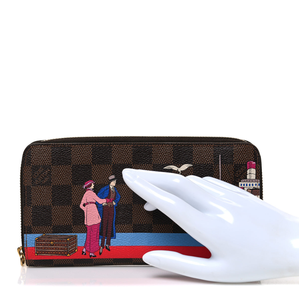 Louis Vuitton Damier Ebene 2016 Christmas Animation Zippy Wallet Rouge 2 of 9