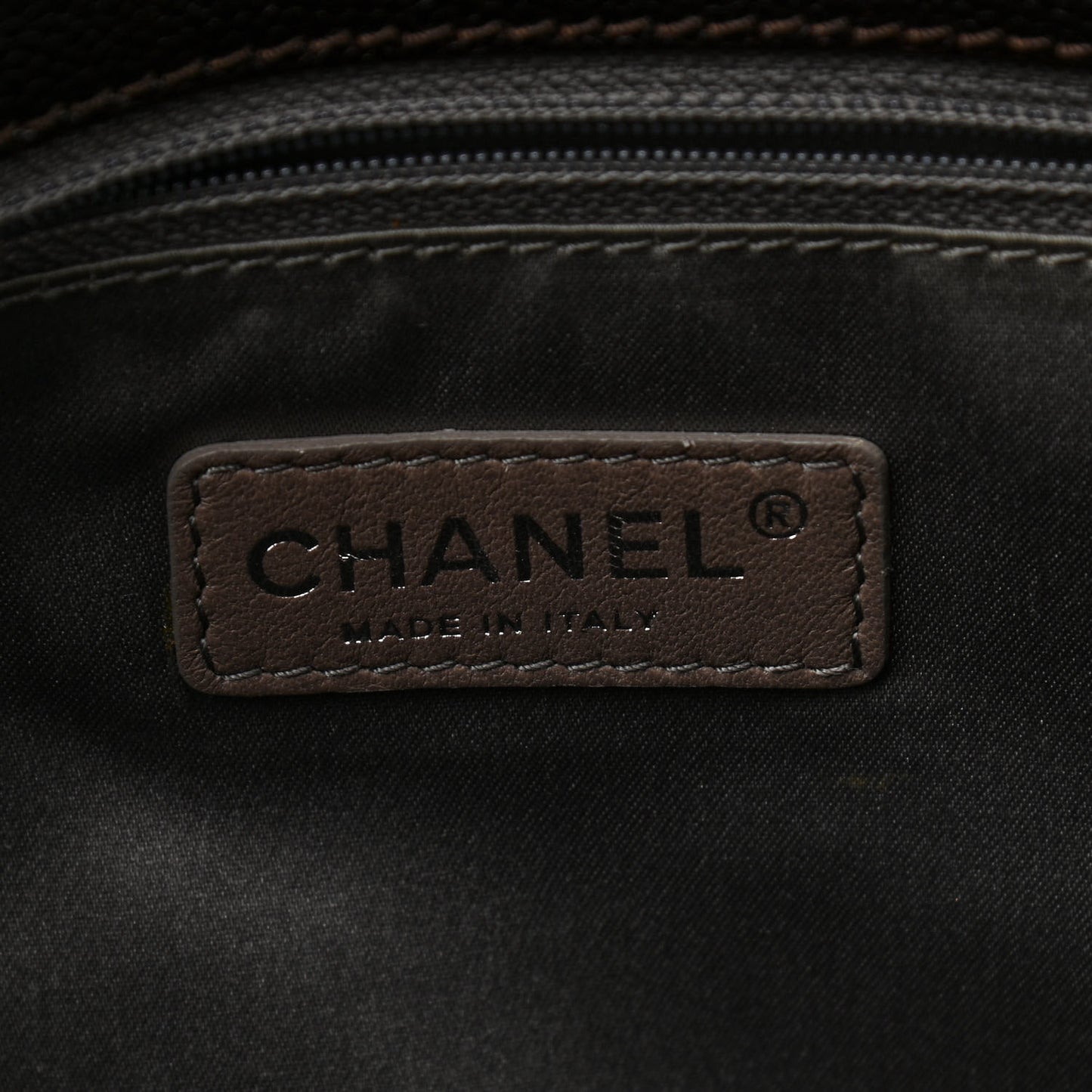 Glazed Caviar Pocket In The City Tote Dark Brown