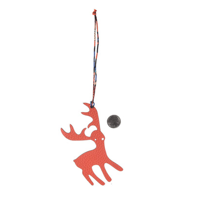 Hermes Togo Epsom Petit H Reindeer Bag Charm Capucine Bleu Saphir 2 of 3