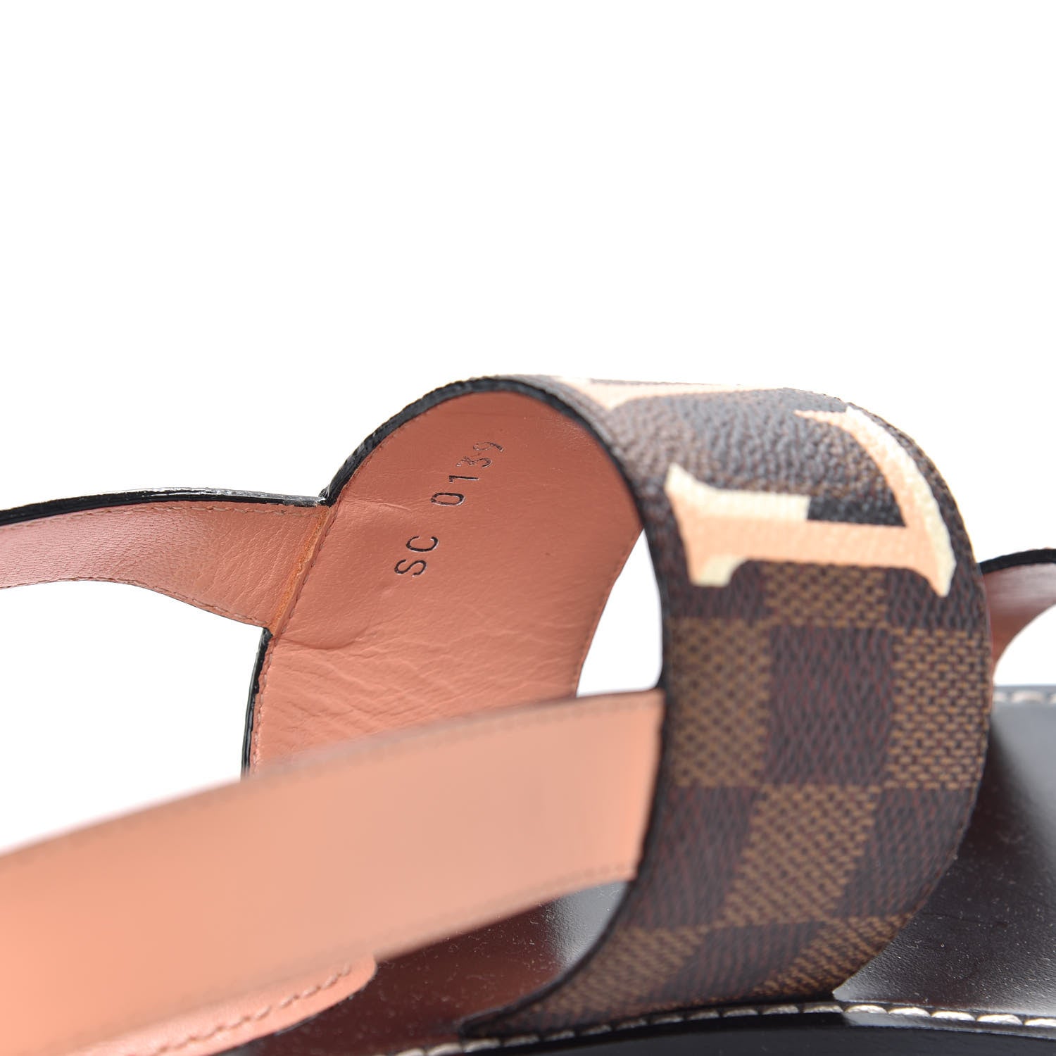 Louis Vuitton Calfskin Damier Ebene Passenger Flat Sandals 39 Venus Pink 9 of 9