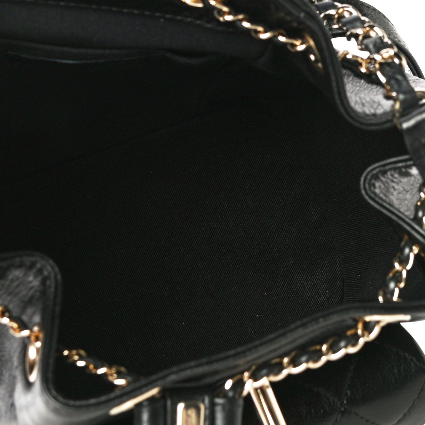 Glazed Aged Calfskin Quilted Small Duma Drawstring Backpack Black