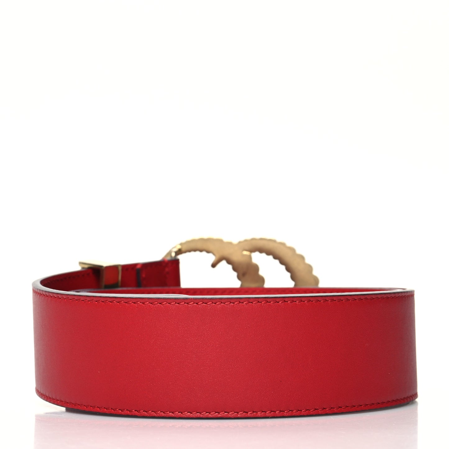 Moon Calfskin Torchon Double G 40mm Belt 85 34 Hibiscus Red