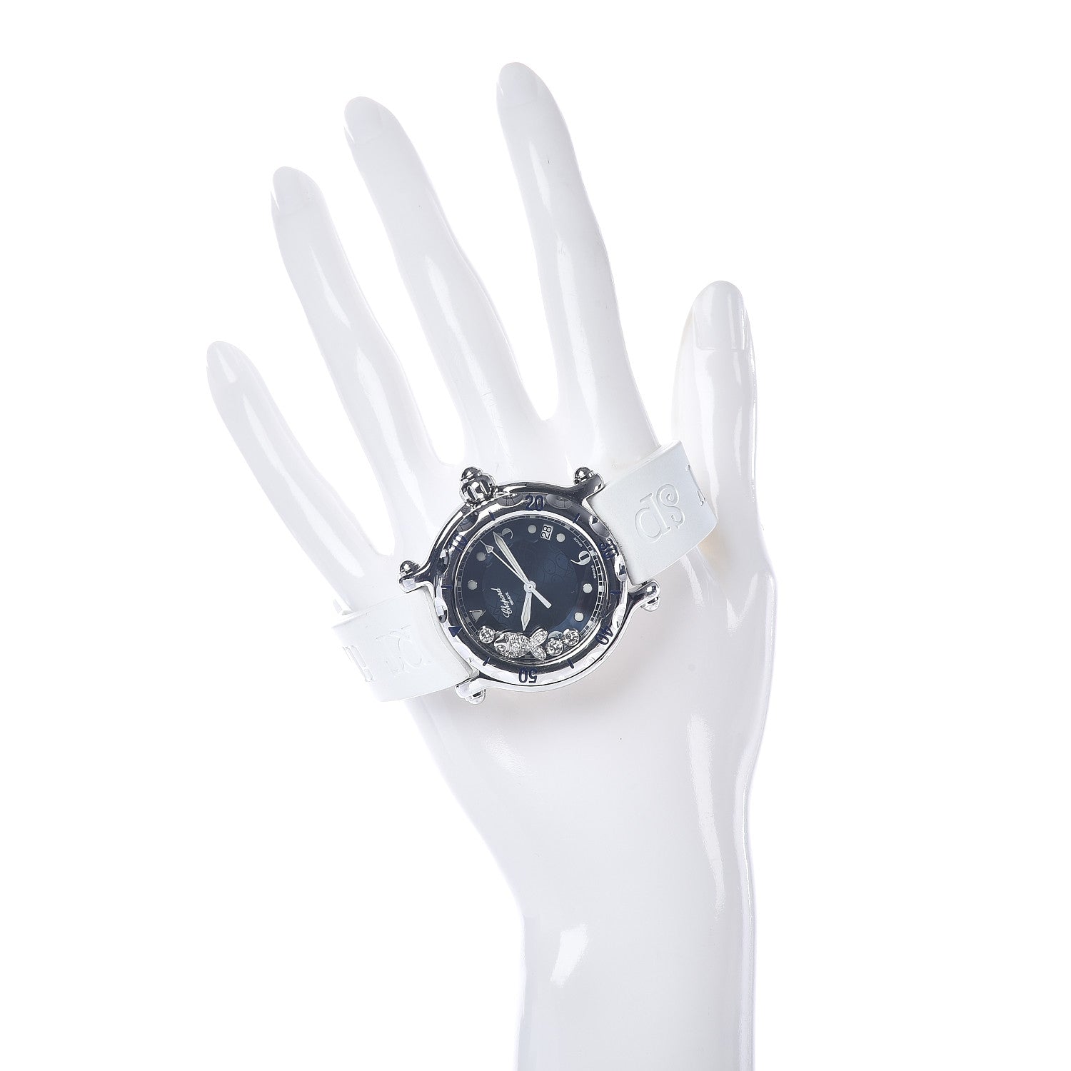 Chopard Stainless Steel Rubber Diamond 38mm Happy Sport Fish Quartz Watch White 2 of 5