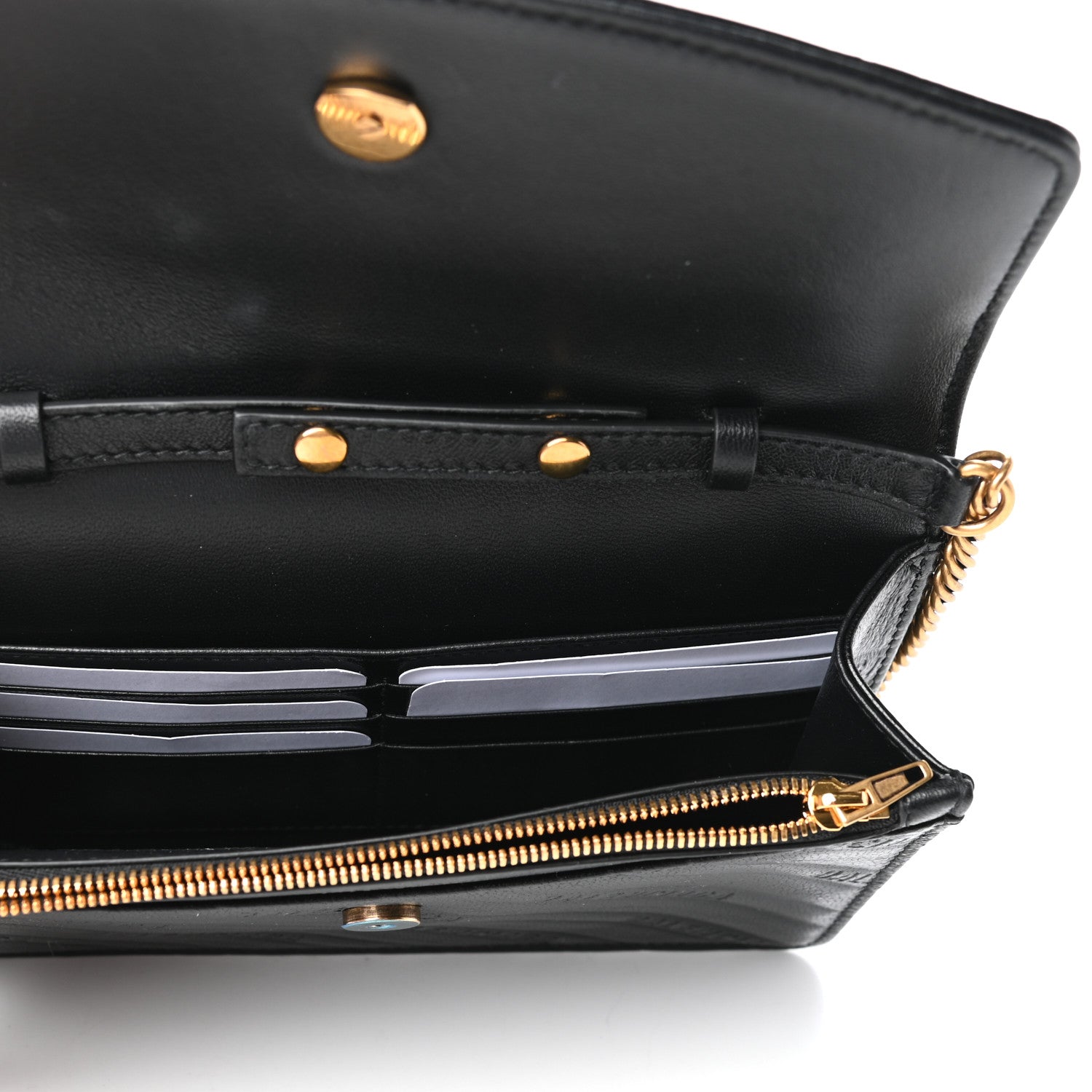 Balenciaga Shiny Goatskin Logo Embossed BB Wallet On Chain Black 5 of 8
