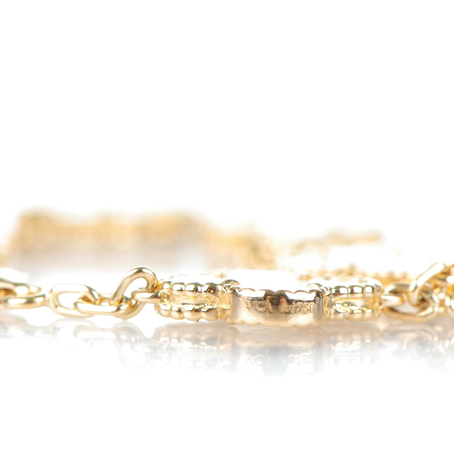 Van Cleef & Arpels 18K Yellow Gold Mother of Pearl 5 Motifs Vintage Alhambra Bracelet 6 of 7
