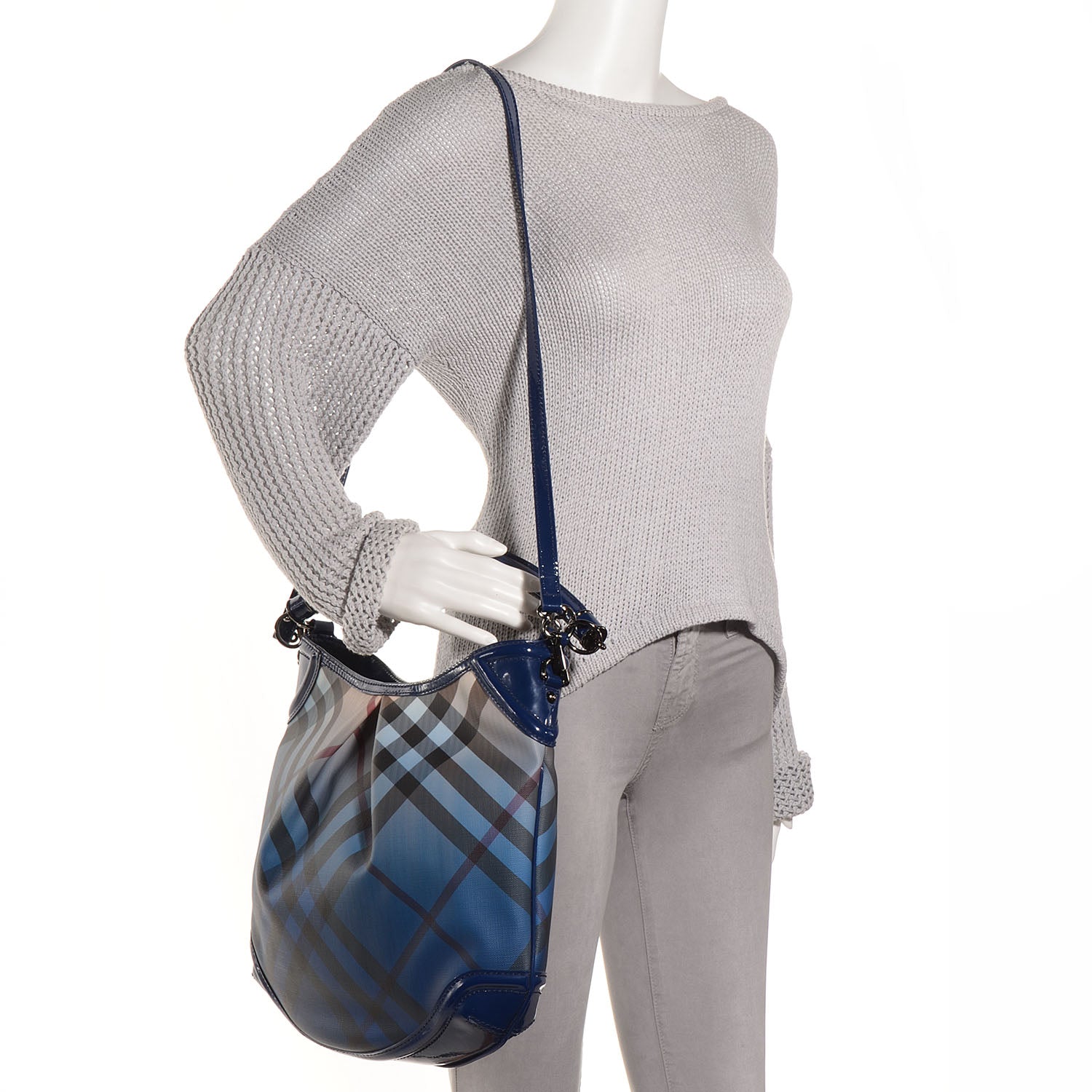 Burberry Nova Pop Degrade Medium Craigwell Hobo Jet Blue 2 of 14