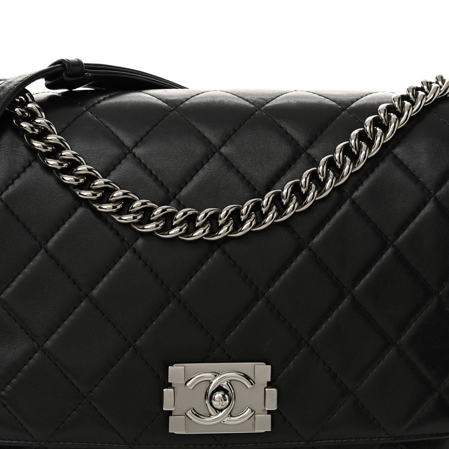 Chanel Lambskin Quilted Boy Messenger Black 8 of 10