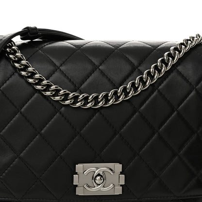 Chanel Lambskin Quilted Boy Messenger Black 8 of 10