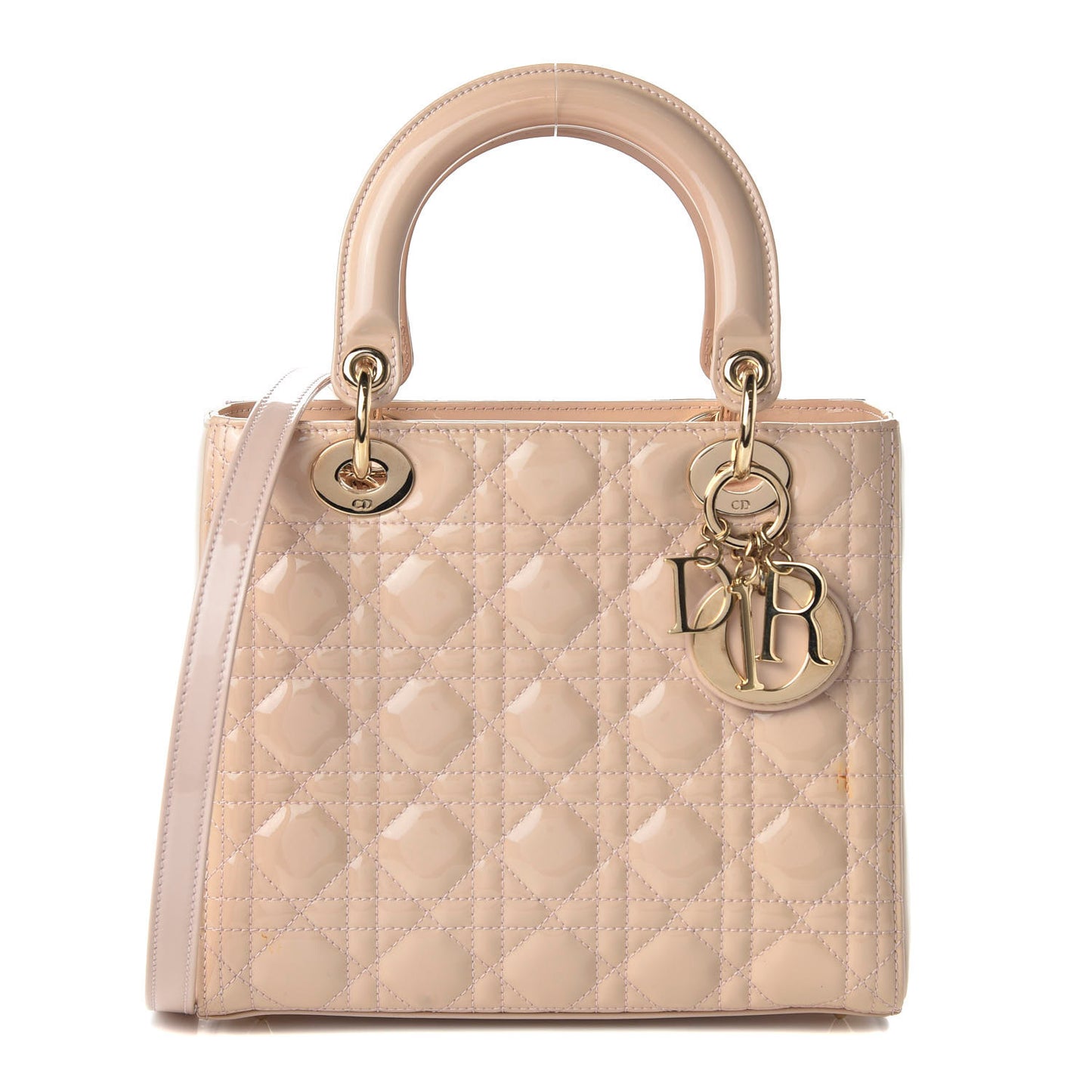 Patent Cannage Medium Lady Dior Rose Clair