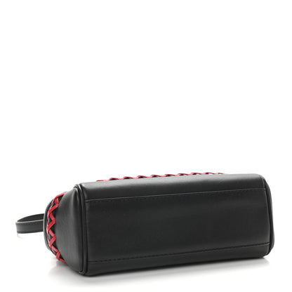 Versace Calfskin Medium Palazzo Empire Whipstitch Crossbody Bag Black Red 4 of 8