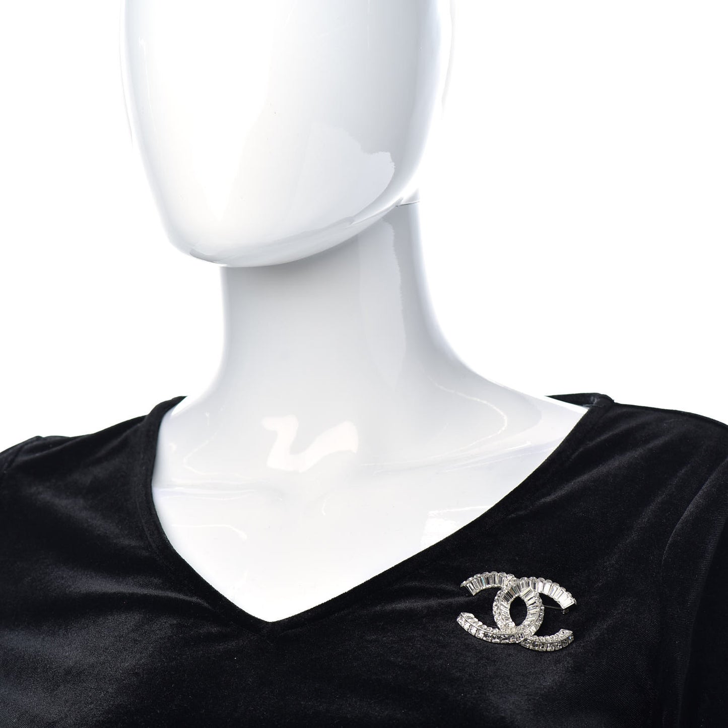 Baguette Crystal CC Brooch Silver