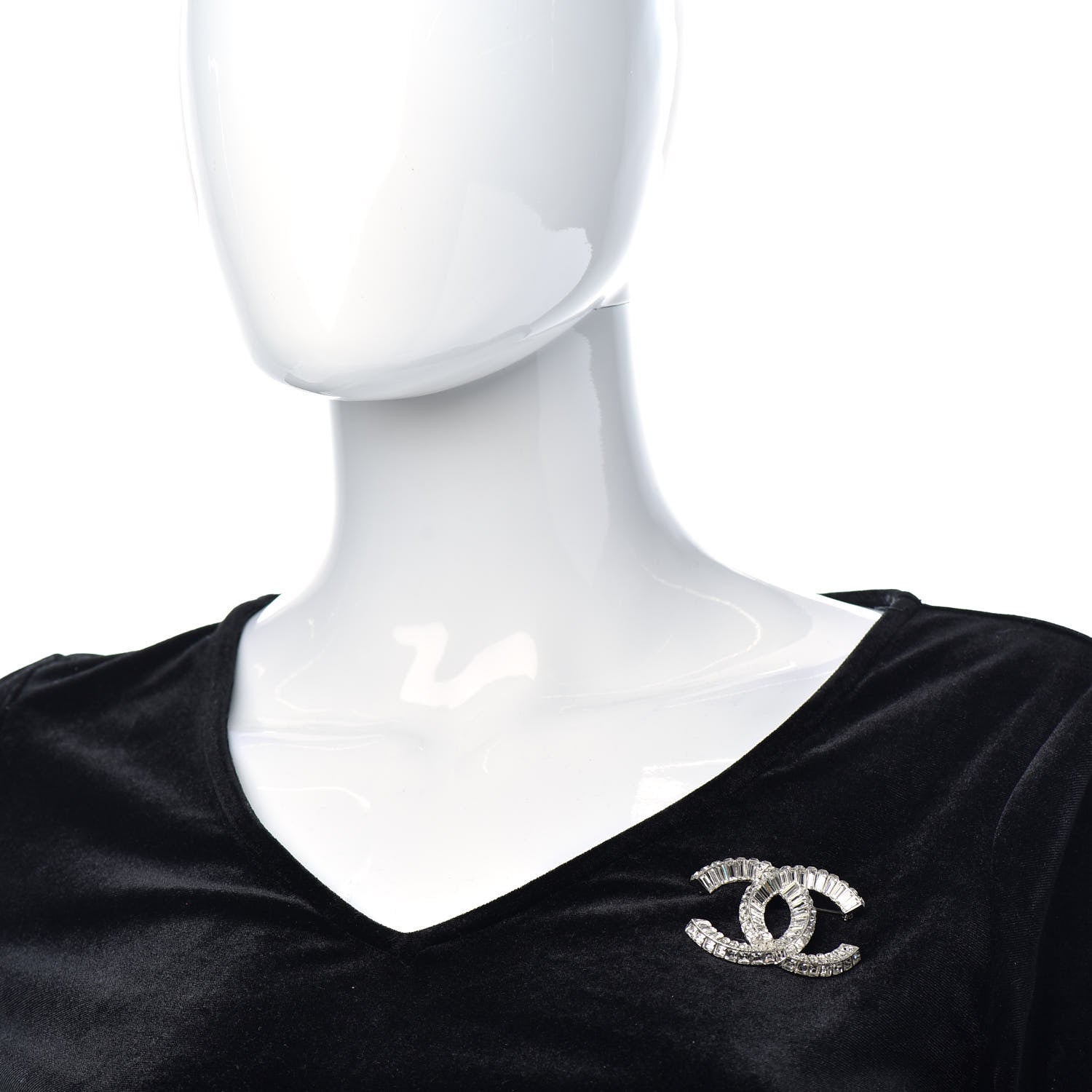 Chanel Baguette Crystal CC Brooch Silver 2 of 4