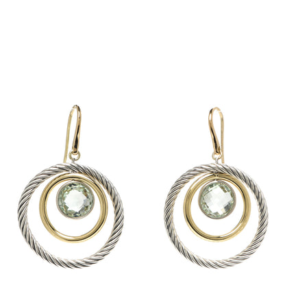 David Yurman 18K Yellow Gold Sterling Silver Prasiolite Mobile Earrings 1 of 5