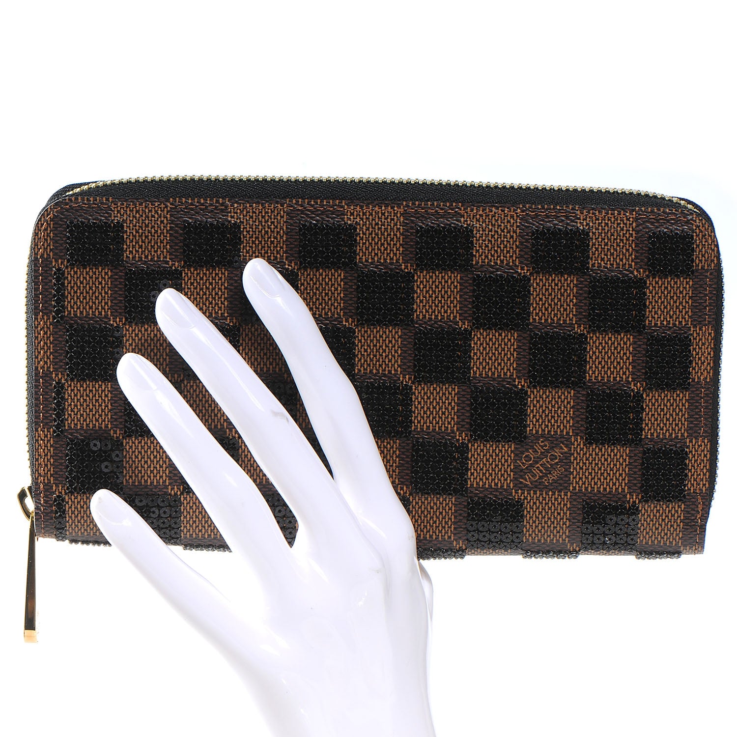 Louis Vuitton Damier Paillettes Zippy Wallet Black 2 of 8