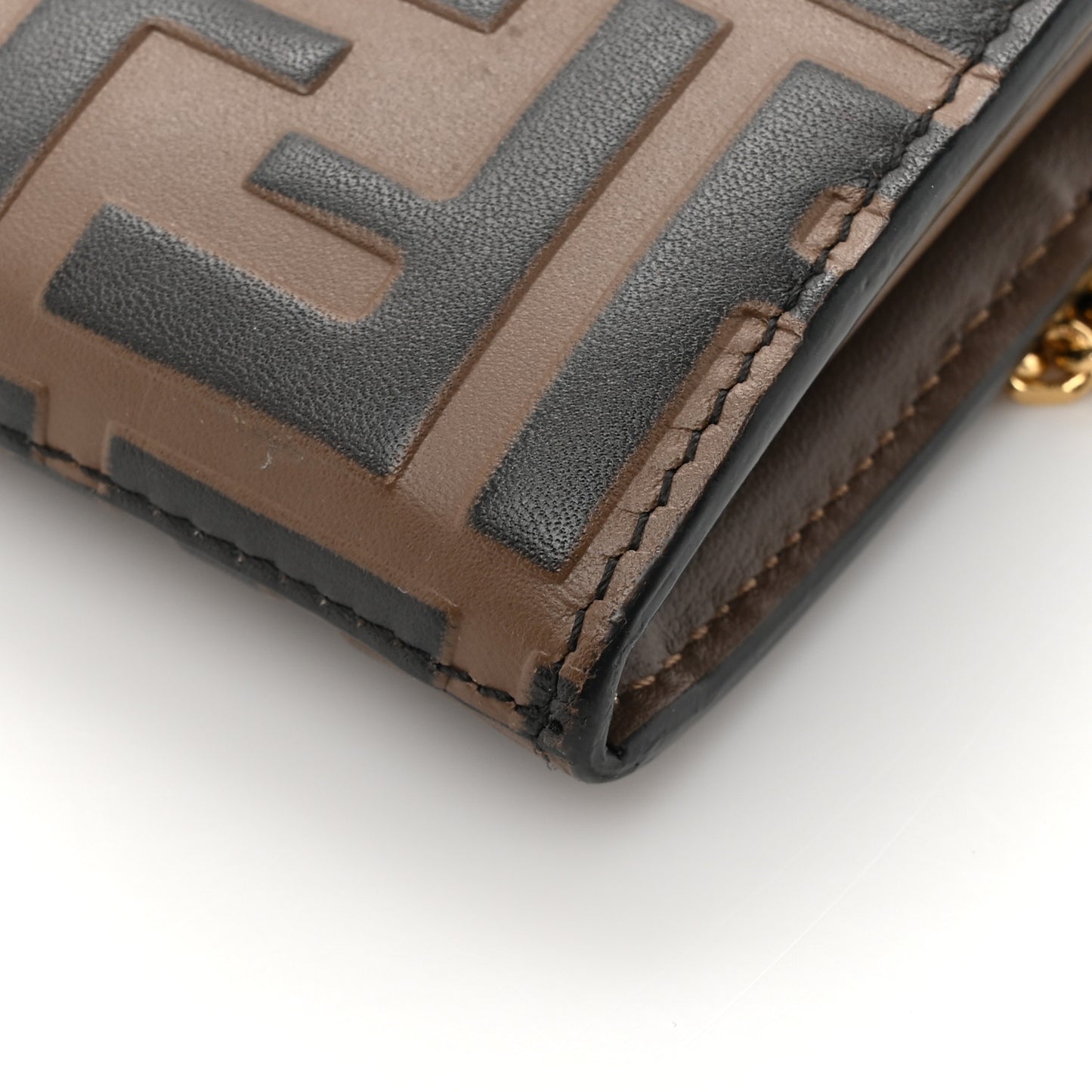 Vitello Soft F is Fendi Bi-Color FF 1974 Embossed Continental Envelope Wallet On Chain Maya Black