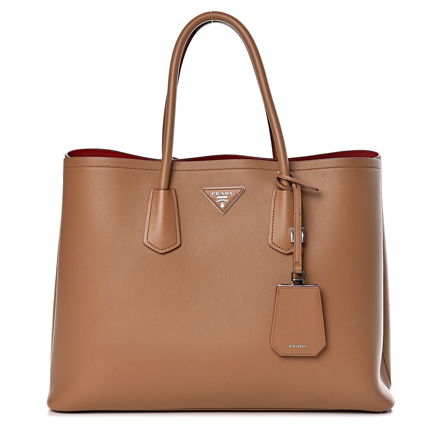 City Calfskin Large Double Bag Caramel Fuoco