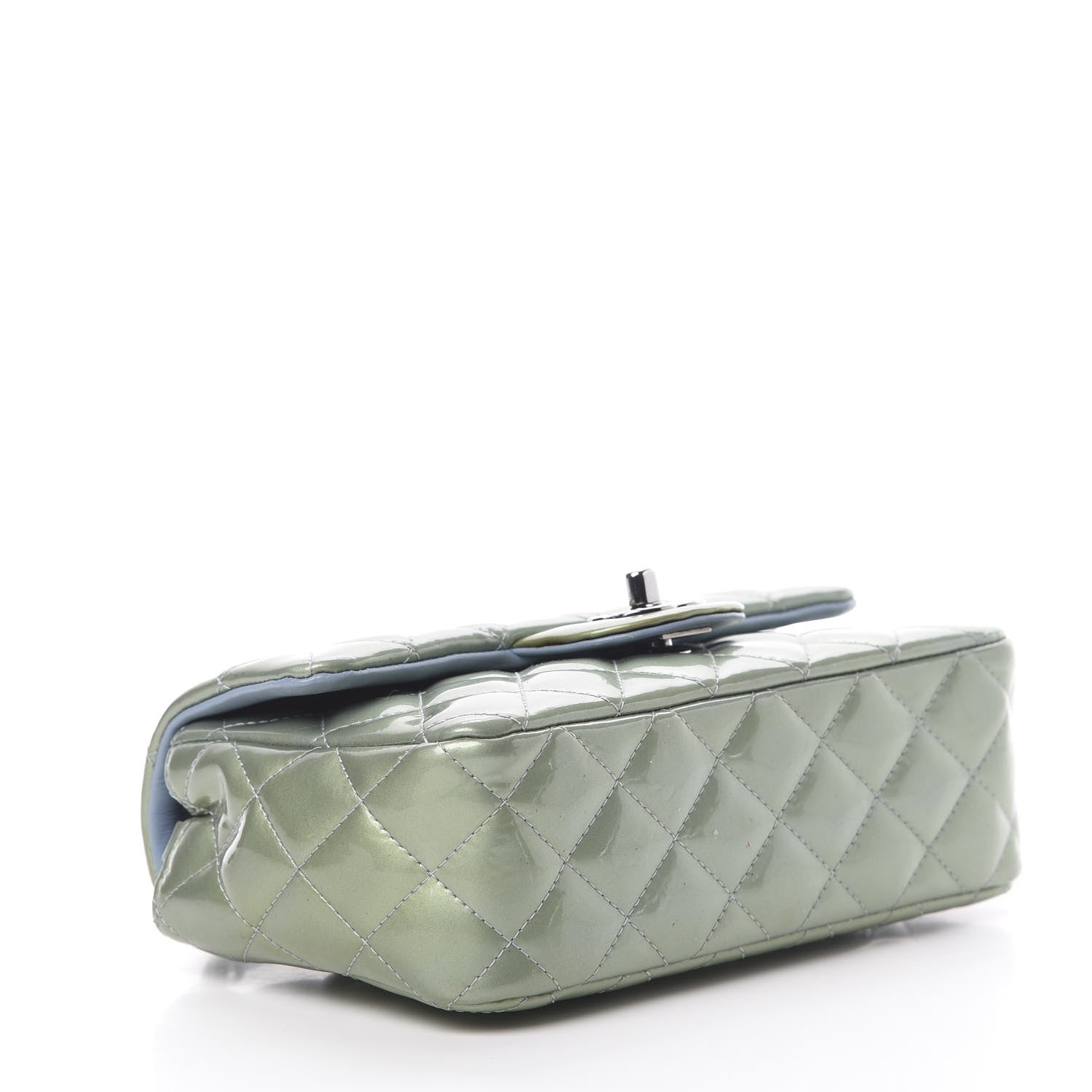 Chanel Patent Calfskin Quilted Mini Rectangular Flap Light Blue 4 of 15
