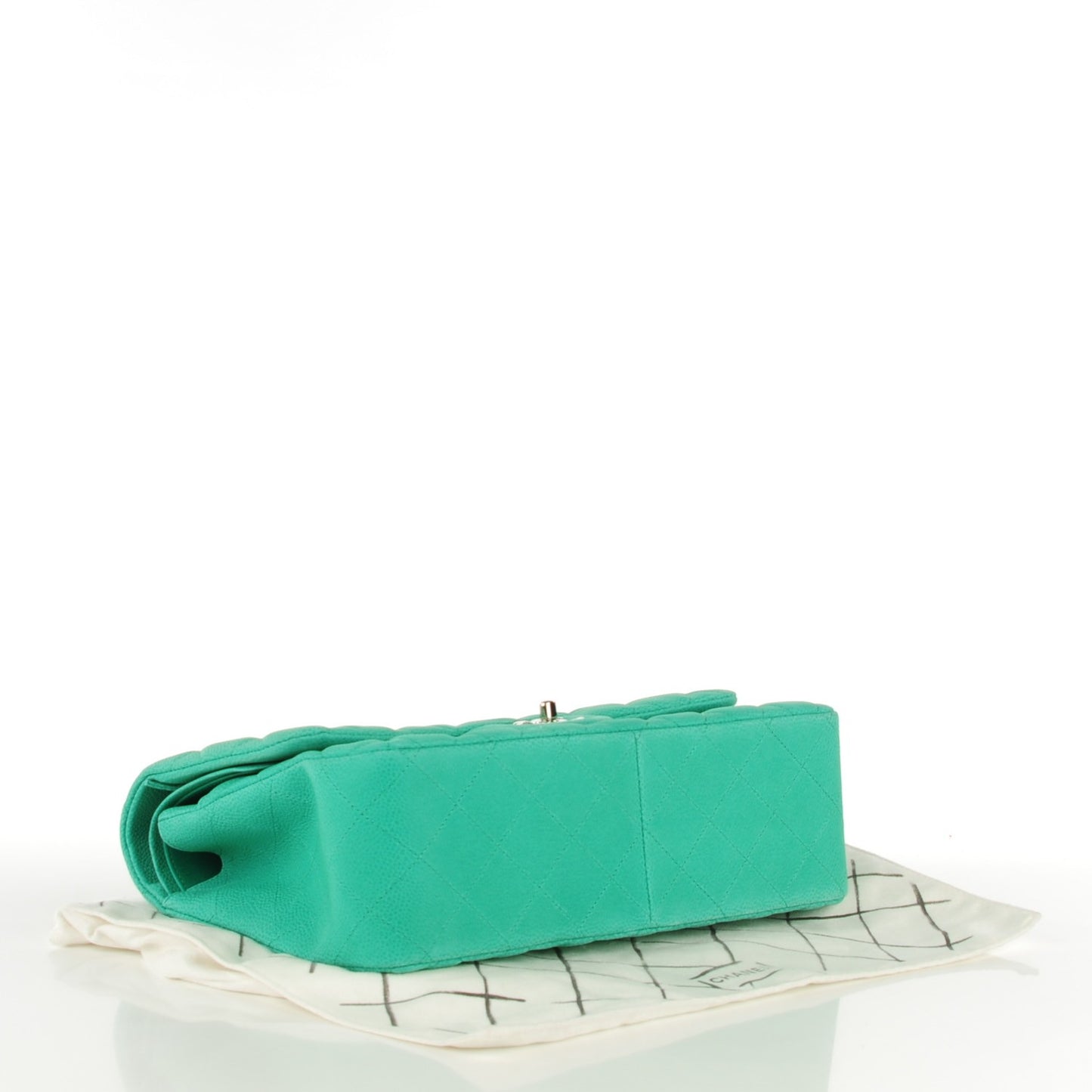 Iridescent Caviar Quilted Jumbo Double Flap Green