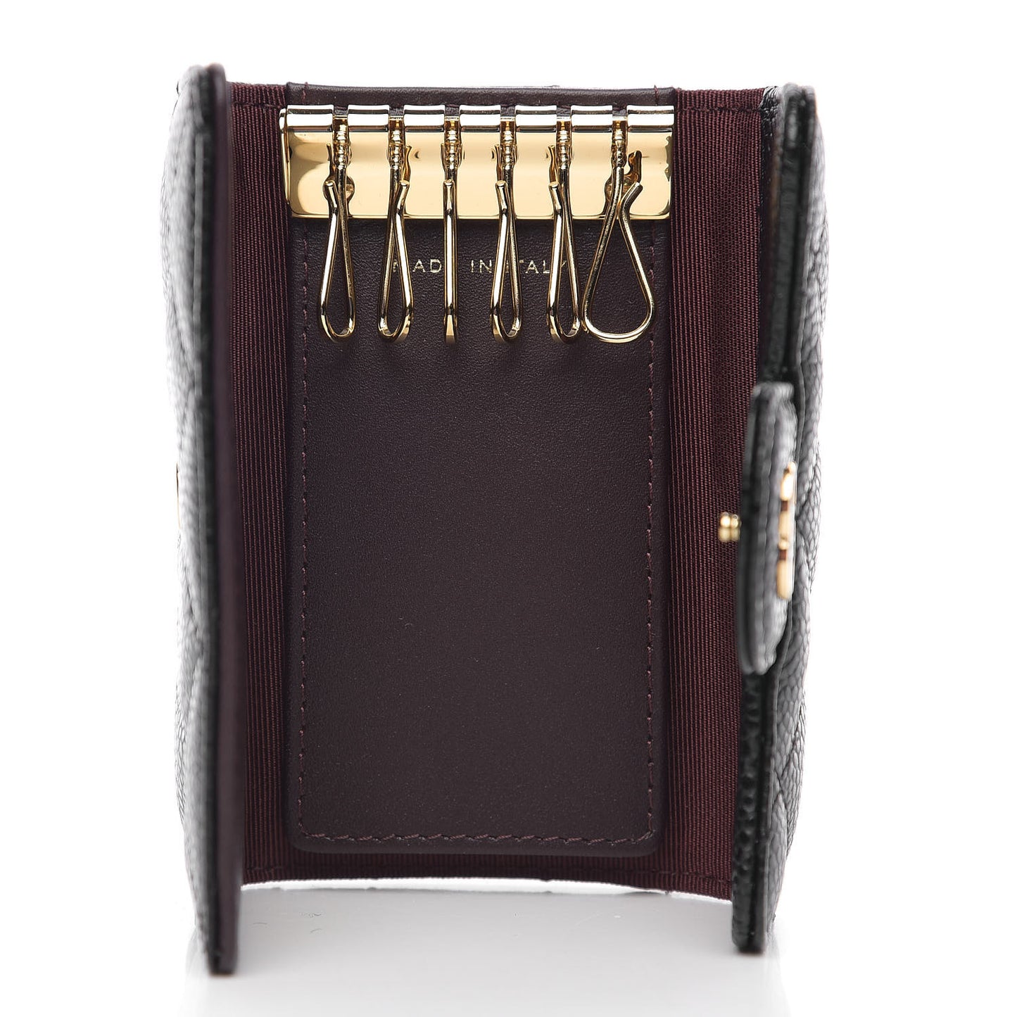 Caviar Quilted 6 Key Holder Black