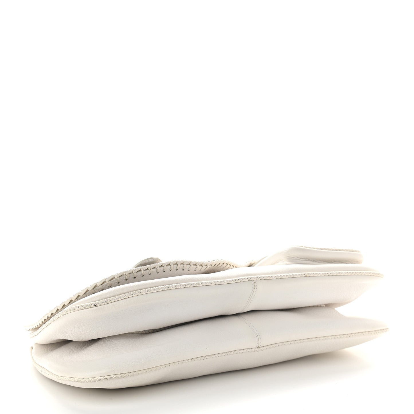 Calfskin Braided Gaucho Double Saddle Bag White