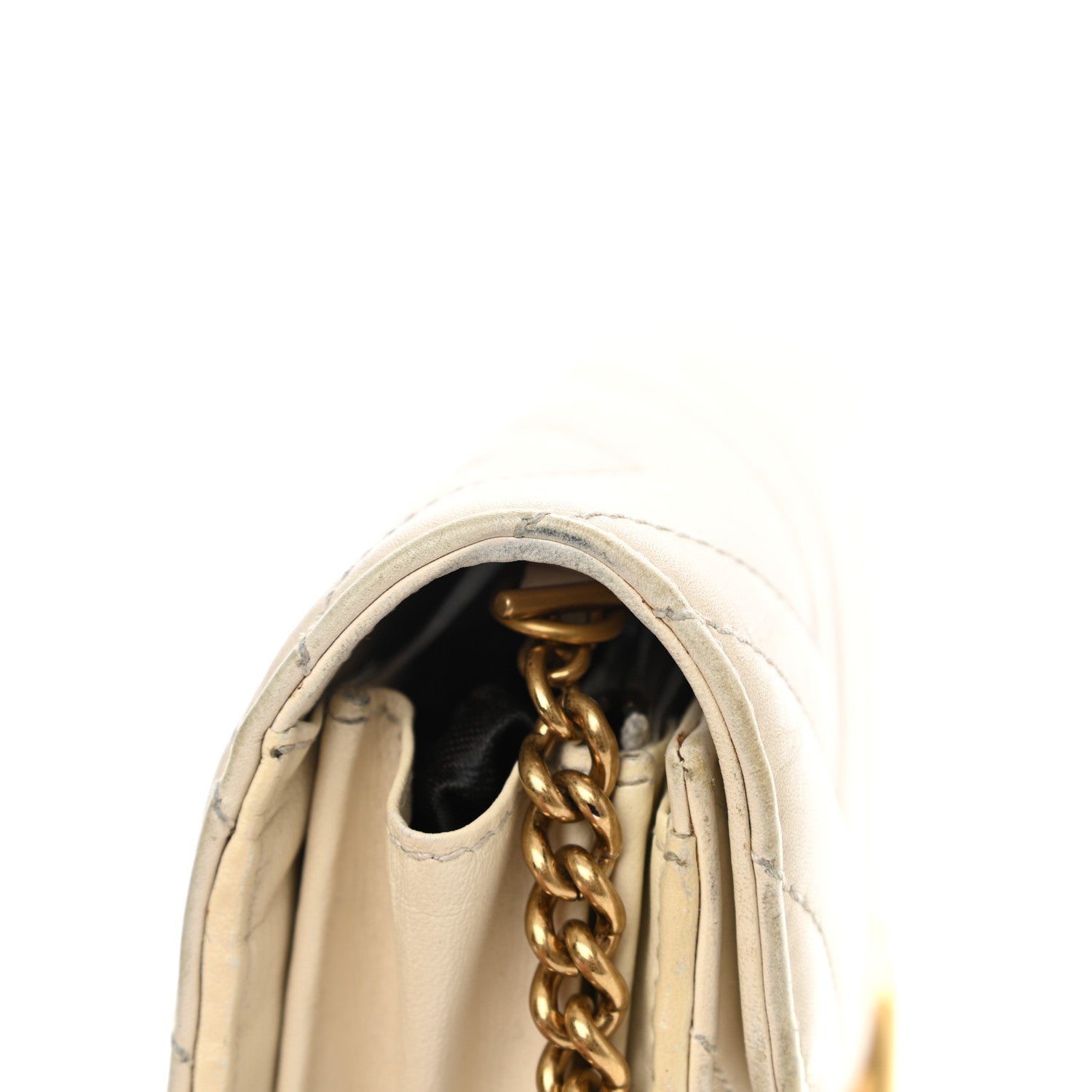 Gucci Calfskin Matelasse GG Marmont Chain Wallet Mystic White 19 of 21