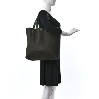 Hermes Taurillon Clemence Double Sens 45 Reversible Tote Vert De Gris Bamboo 2 of 11