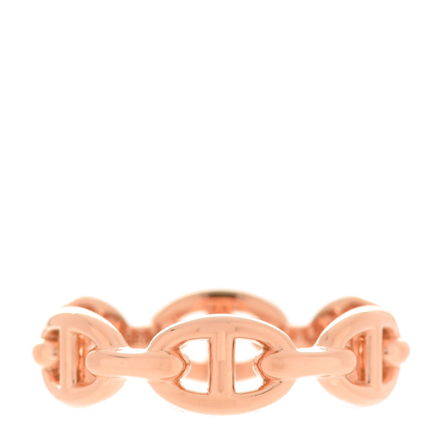Hermes 18K Rose Gold PM Chaine D'Ancre Enchainee Ring 55 7.25 1 of 9