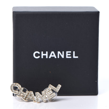 Chanel Crystal Pearl Signature Stud Earrings Gold 5 of 5