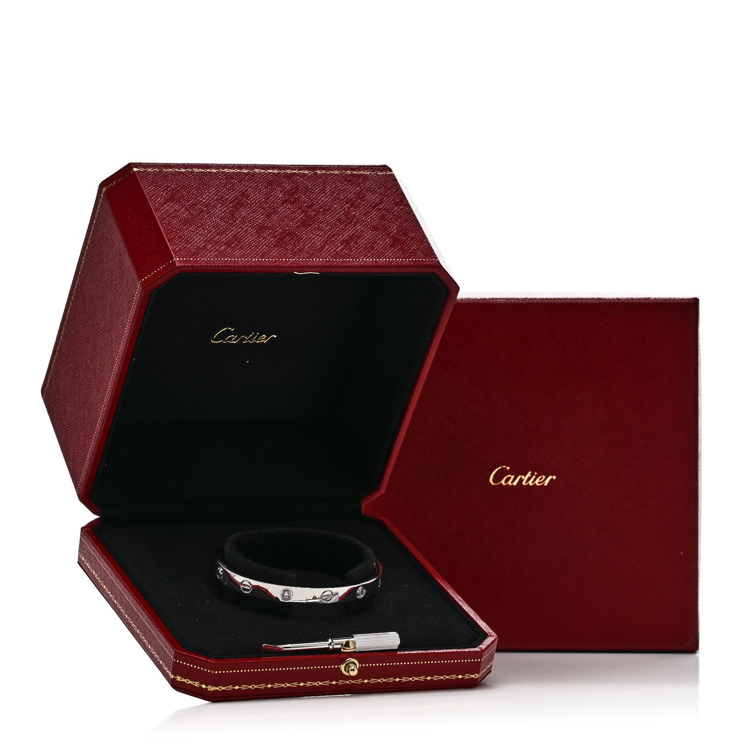 Cartier 18K White Gold 4 Diamond LOVE Bracelet 17 9 of 9