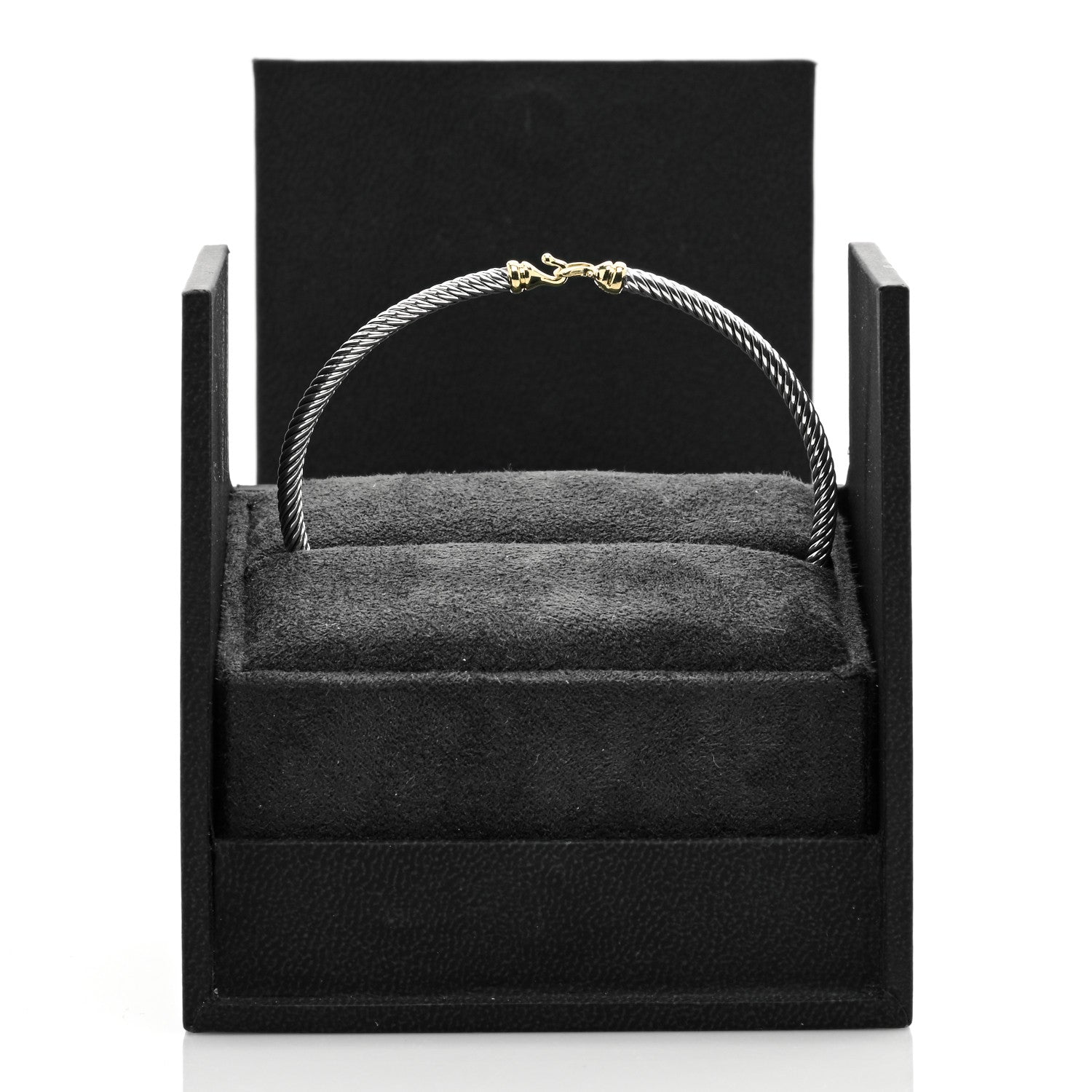 David Yurman Sterling Silver 18K Yellow Gold 3mm Cable Buckle Bracelet 4 of 4