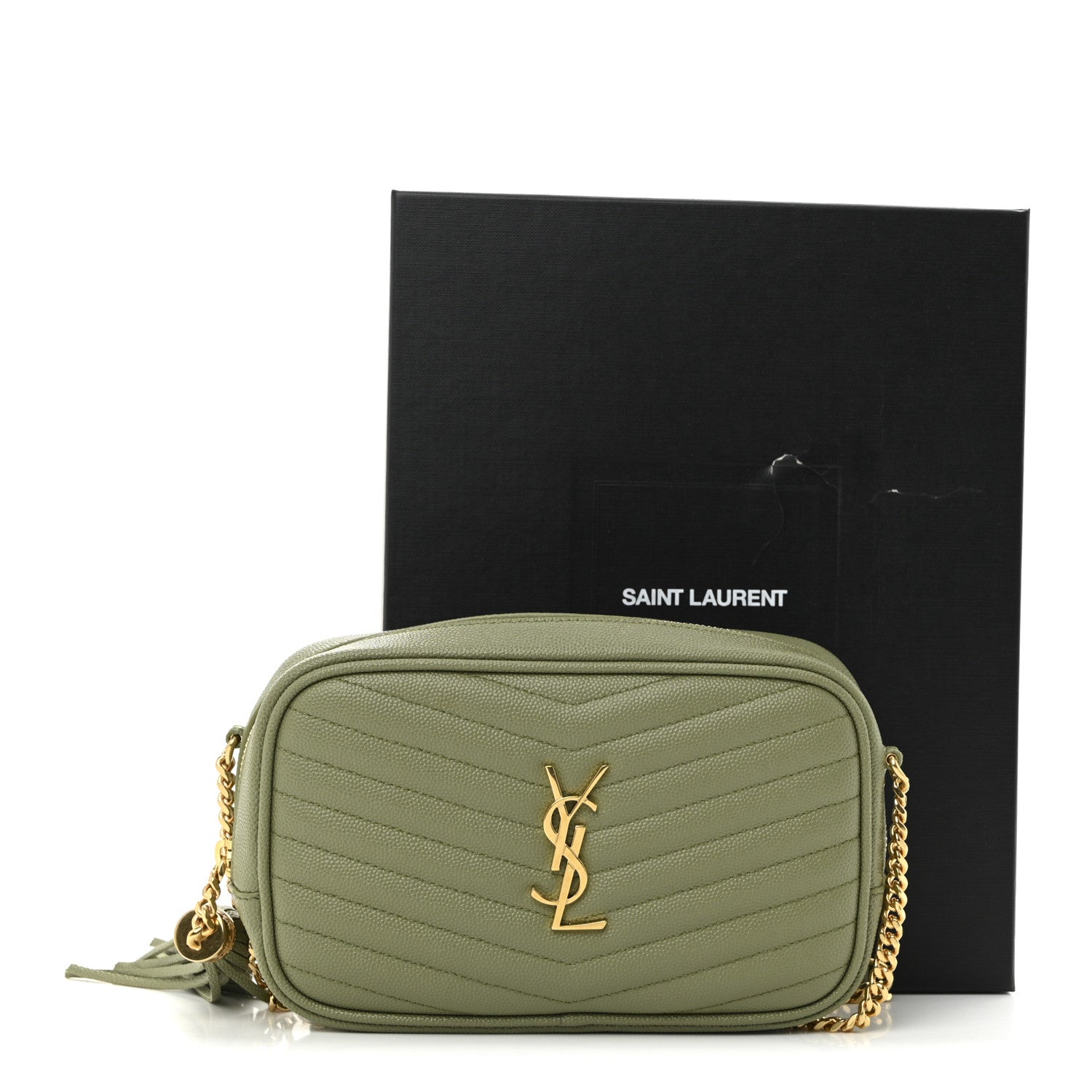 Saint Laurent Grain De Poudre Matelasse Monogram Mini Lou Camera Bag Pistachio 11 of 11