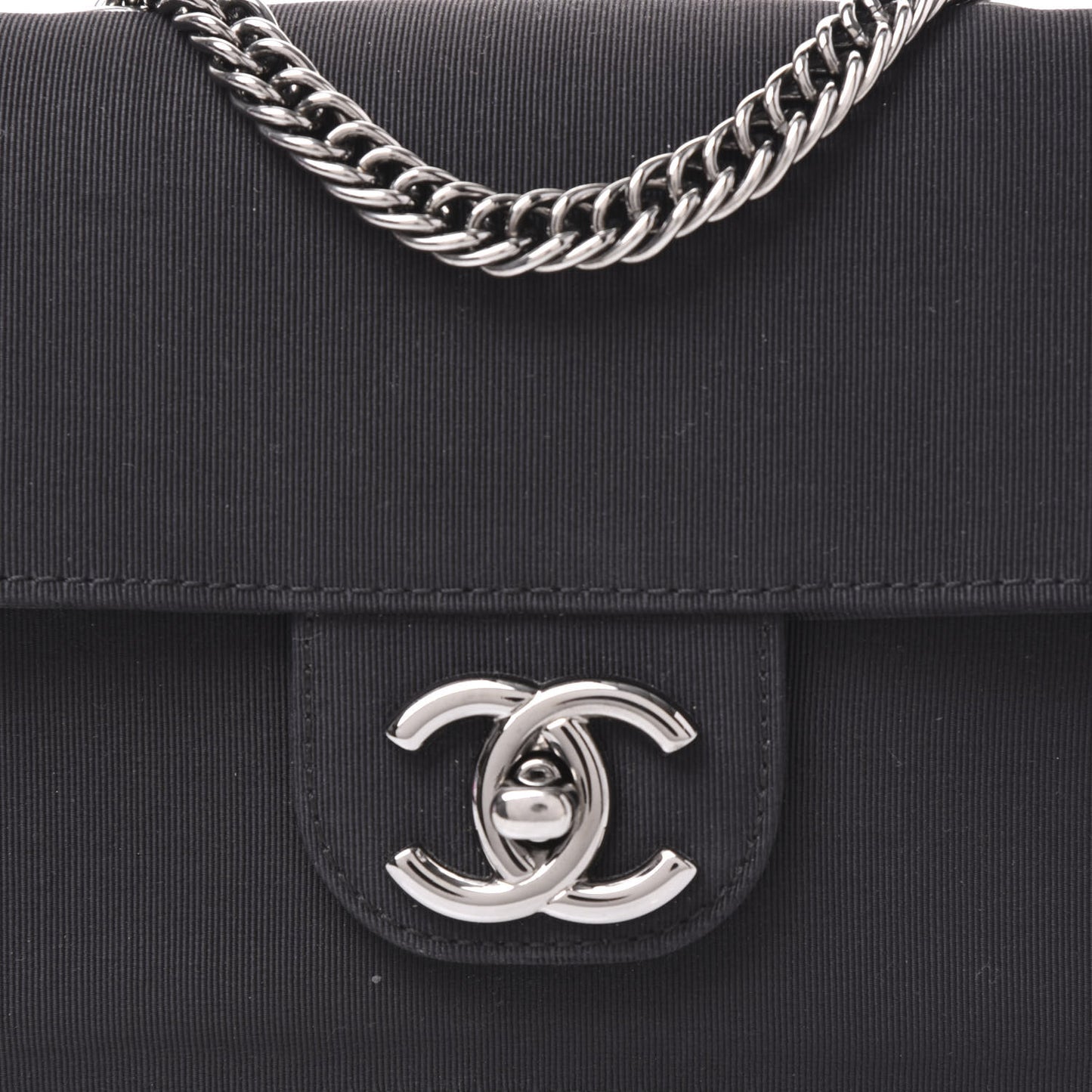 Grosgrain Mini Square Flap Bijoux Chain Black