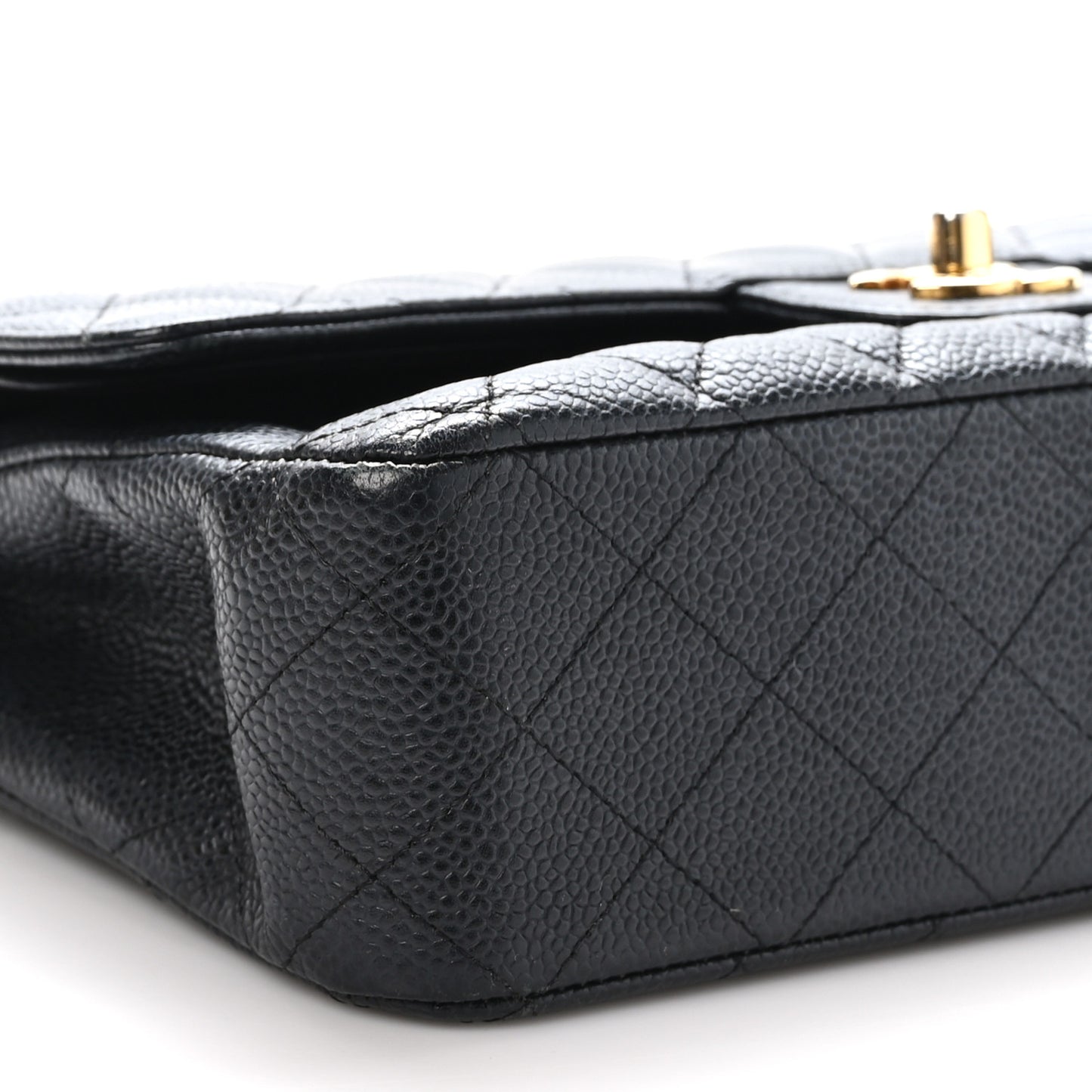 Caviar Quilted Medium Double Flap Black