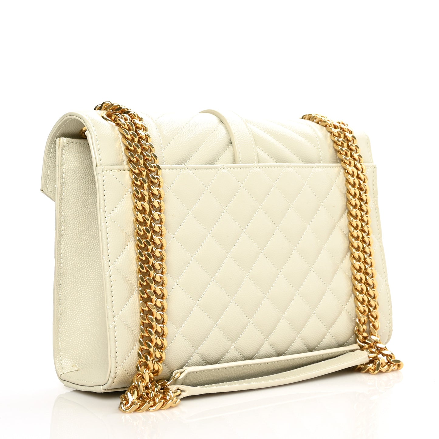 Grain De Poudre Textured Mixed Matelasse Medium Triquilt Monogram Satchel Crema Soft