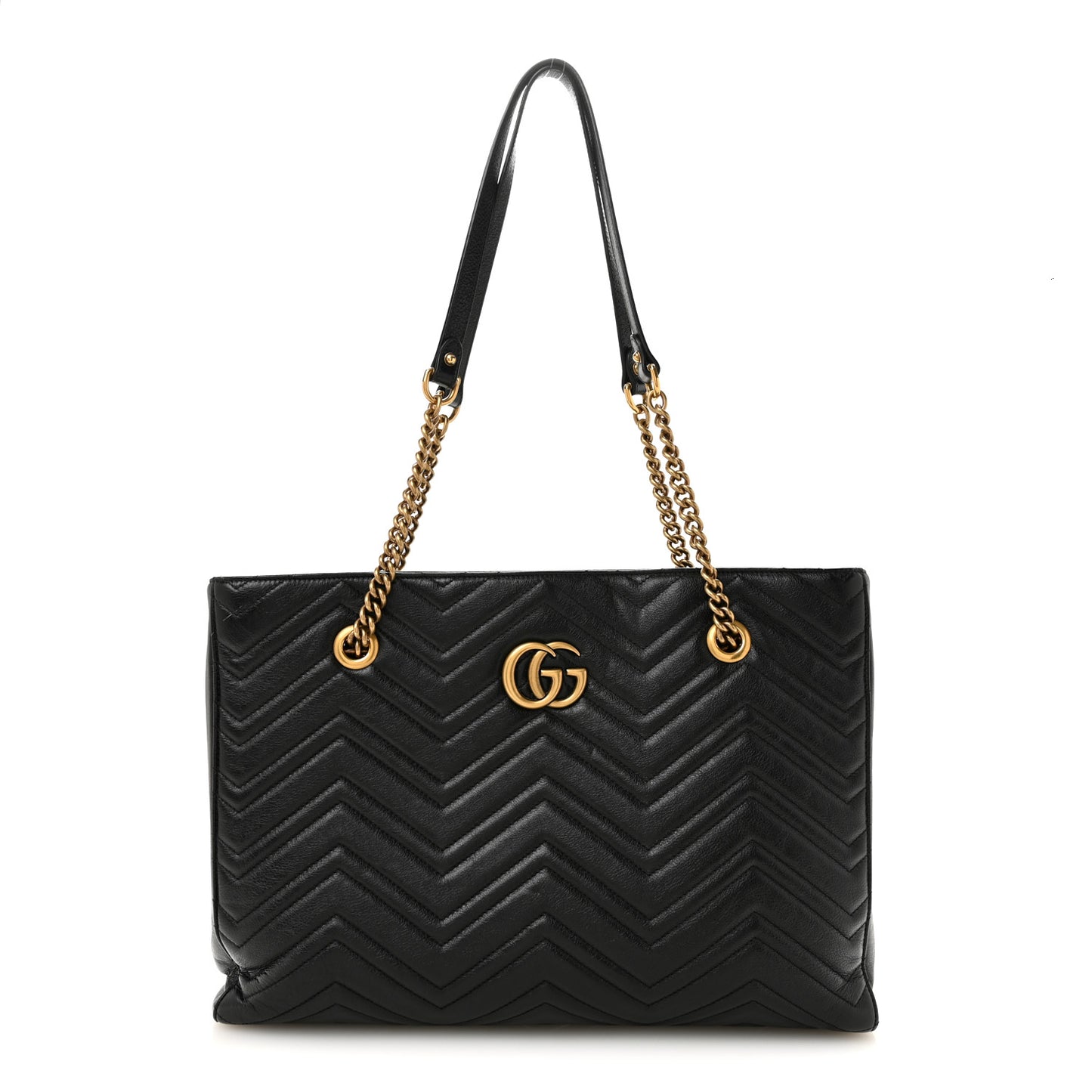 Vintage Calfskin Matelasse Medium GG Marmont Slim Tote Black